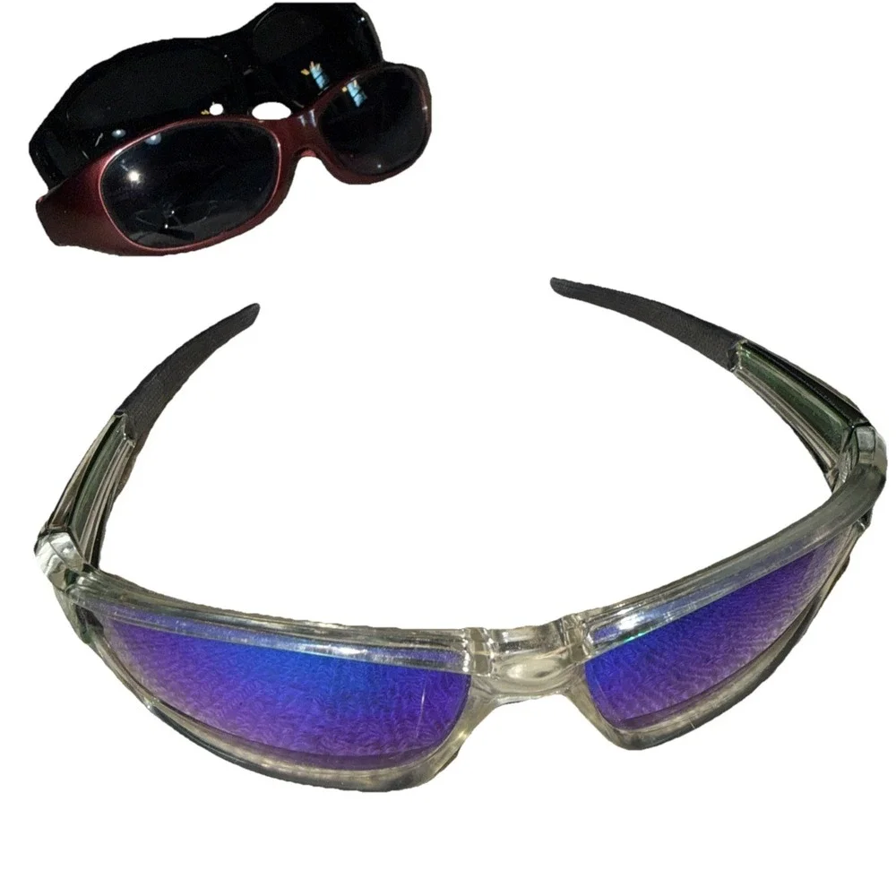 Lot Of 3 Wrap Around Fishing / Sports/Cycling Sunglasses Shades- Black & Mirror
